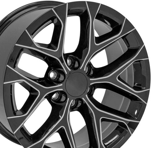 OE Wheels CV98B 20 Inch Rim Fits Silverado 1500 Snowflake Style 6x139.7 20x9 Gloss Black with Milled Edge - Hollander 5668 (1) in Saudi Arabia