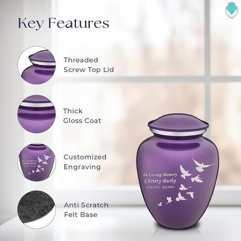 Geturns - Small Personalized Doves Cremation Urns for Human Ashes I Green Funeral Urn for Men and Women I 44 lbs in Saudi Arabia