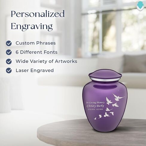 Geturns - Small Personalized Doves Cremation Urns for Human Ashes I Green Funeral Urn for Men and Women I 44 lbs in Saudi Arabia