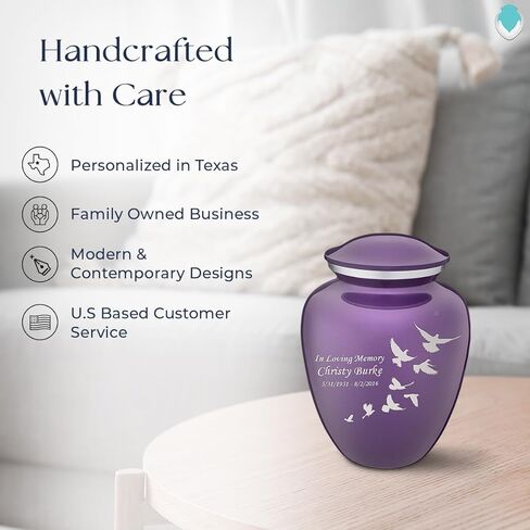 Geturns - Small Personalized Doves Cremation Urns for Human Ashes I Green Funeral Urn for Men and Women I 44 lbs in Saudi Arabia