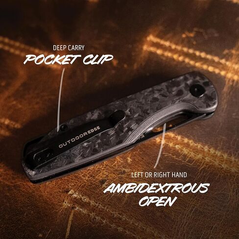 OUTDOOR EDGE - SENTINEL - 3.15" Black Oxide Coated Drop Point Steel Blade, Smooth Opening Ambidextrous Cross Bar Lock For Men or Women, Non-Slip Black G10 Scales Handle, Perfect for Hunting, Fishing, Camping & Survival. in Saudi Arabia
