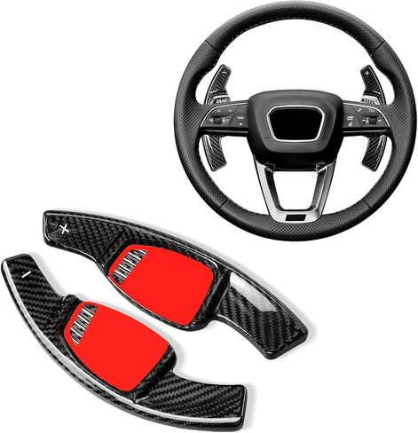 غطاء مجداف عجلة القيادة T-carbon يناسب Audi RS5 RS7 2021-2024 RS3؛ ملحقات محول مجداف من الألياف الزجاجية الحقيقية تناسب Audi RS6 RS4 2020-2025 الملحقات الداخلية Shift Gears Trim in Saudi Arabia