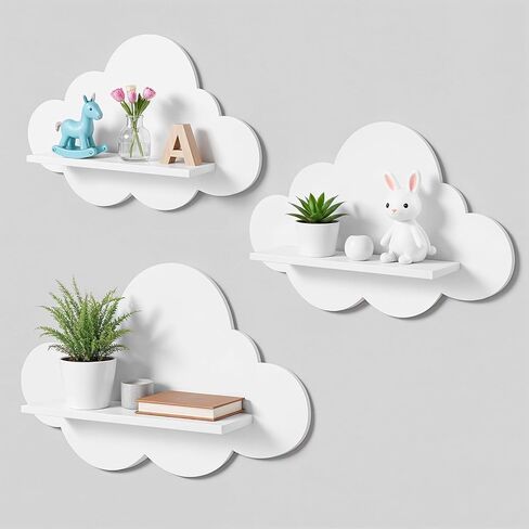 3 Pcs Floating Cloud Shelves for Wall White Wavy Small Floating Shelves for Bathroom Living Room Bedroom Corner Nursery Decor in Saudi Arabia