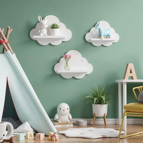3 Pcs Floating Cloud Shelves for Wall White Wavy Small Floating Shelves for Bathroom Living Room Bedroom Corner Nursery Decor in Saudi Arabia
