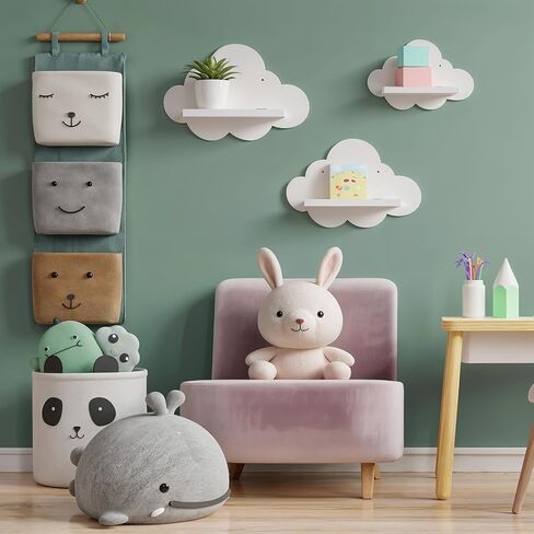 3 Pcs Floating Cloud Shelves for Wall White Wavy Small Floating Shelves for Bathroom Living Room Bedroom Corner Nursery Decor in Saudi Arabia