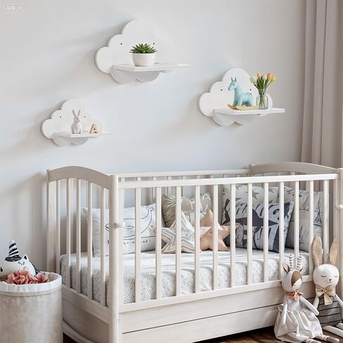 3 Pcs Floating Cloud Shelves for Wall White Wavy Small Floating Shelves for Bathroom Living Room Bedroom Corner Nursery Decor in Saudi Arabia