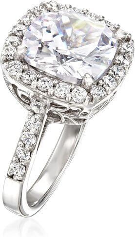 Ross-Simons 5.10 ct. t.w. CZ Halo Ring in Sterling Silver in Saudi Arabia