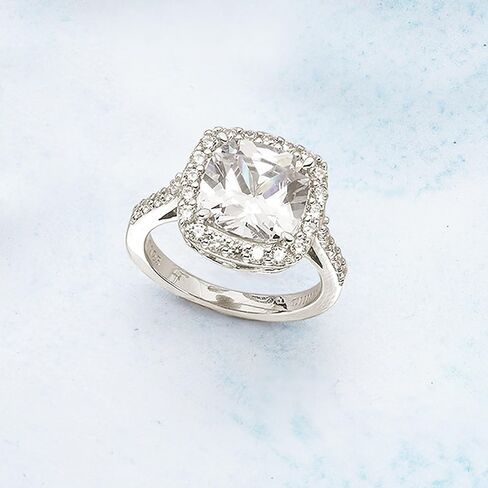 Ross-Simons 5.10 ct. t.w. CZ Halo Ring in Sterling Silver in Saudi Arabia