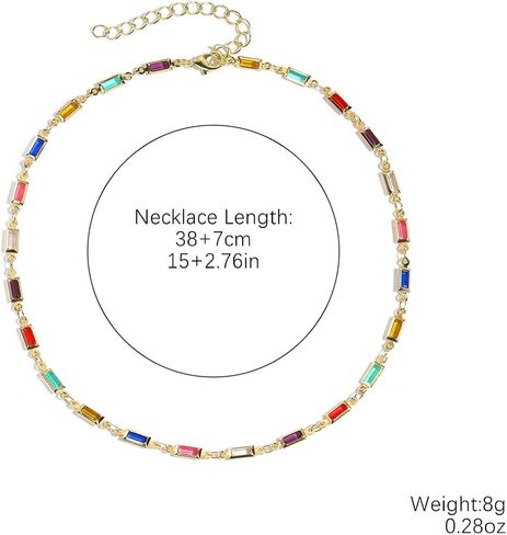 1PCS Multicolor Beaded Necklace, Vibrant Rainbow Beads Jewelry for Women, Dainty Layering Chain, Bohemian Style Statement Piece, Lightweight Fashion Necklace (Multicolor) in Saudi Arabia