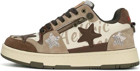 Aelfric Eden Sneakers Color Blocking Patchwork Skate Shoes Platform Leather Lace-up Sneakers Casual Comfy Walking Shoes in Saudi Arabia