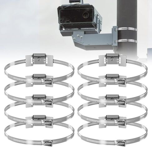 Adjustable Sign Mounting Bracket for Larger Diameter Poles,4 to 15" Metal Street Sign Mounting Bracket Hardware,Propane/Expansion Tank Bracket for Water Heater, 4 Pole Brackets with 4 Straps in Kuwait