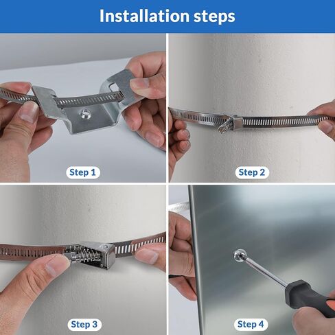 Adjustable Sign Mounting Bracket for Larger Diameter Poles,4 to 15" Metal Street Sign Mounting Bracket Hardware,Propane/Expansion Tank Bracket for Water Heater, 4 Pole Brackets with 4 Straps in Kuwait