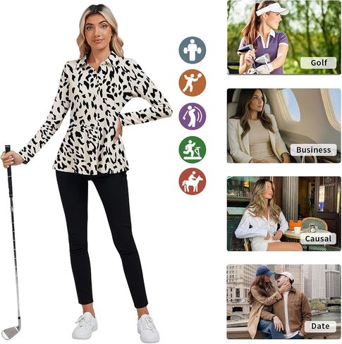 Soneven Long Sleeve Button Down Shirts for Women Loose Fit Tunic Dressy Casual Collared Blouses Peplum Business Work Tops in Saudi Arabia
