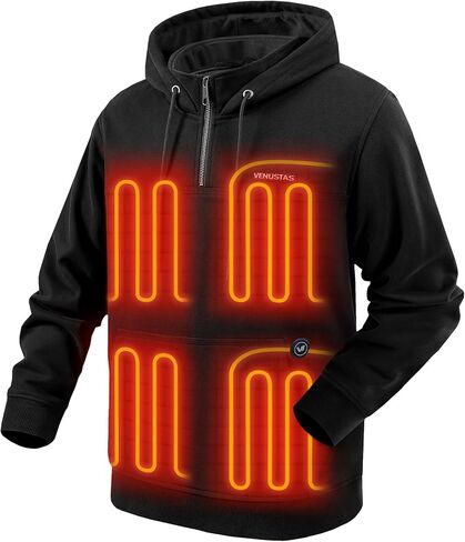 Venustas Unisex Quarter-Zip Heated Pullover Hoodie, Heated Sweatshirt for Men & Women, 6 Heating Zones with Battery Included in Saudi Arabia
