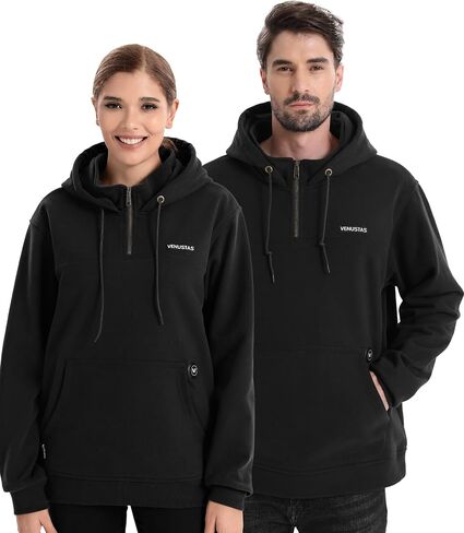 Venustas Unisex Quarter-Zip Heated Pullover Hoodie, Heated Sweatshirt for Men & Women, 6 Heating Zones with Battery Included in Saudi Arabia