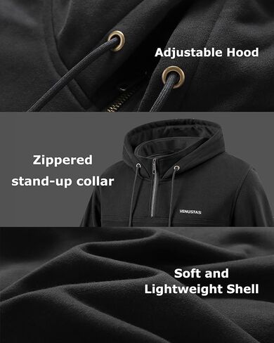 Venustas Unisex Quarter-Zip Heated Pullover Hoodie, Heated Sweatshirt for Men & Women, 6 Heating Zones with Battery Included in Saudi Arabia
