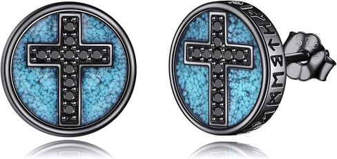 Turquoise Viking Earrings S925 Sterling Silver Viking Stud Earrings Jewelry Gifts For Men Women in Saudi Arabia