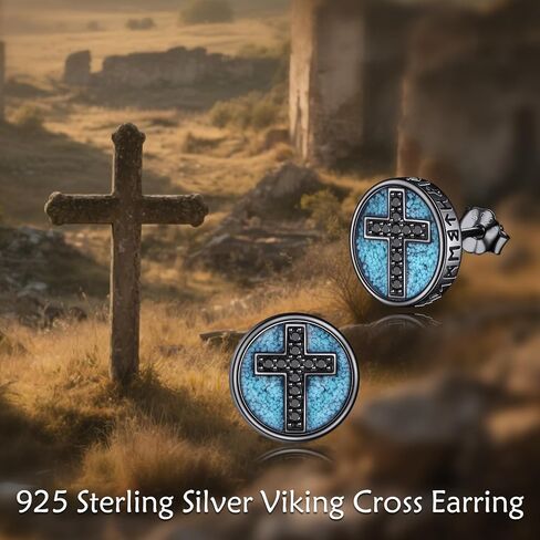 Turquoise Viking Earrings S925 Sterling Silver Viking Stud Earrings Jewelry Gifts For Men Women in Saudi Arabia