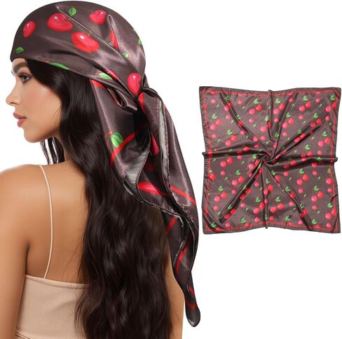 AWAYTR 35" Square Satin Head Scarf Hair Scarf for Women's Hair Silk Bandana for Women Silk Head Wrap for Sleeping in Saudi Arabia