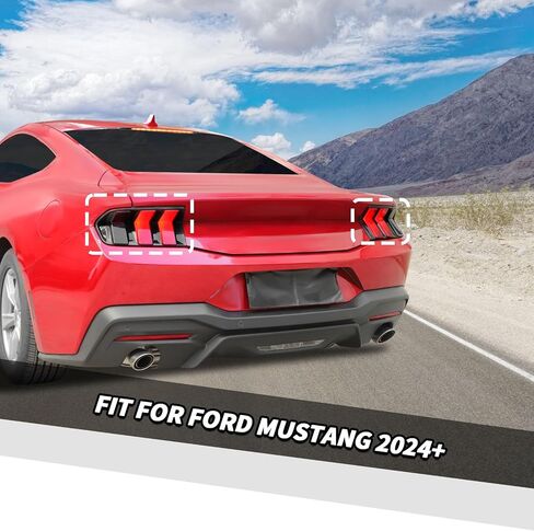 Jimen Fit for Ford Mustang 2024-2025, 1 Pair Smoked Taillight Tint Rear Light Bezel Cover Trim in Saudi Arabia
