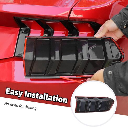 Jimen Fit for Ford Mustang 2024-2025, 1 Pair Smoked Taillight Tint Rear Light Bezel Cover Trim in Saudi Arabia
