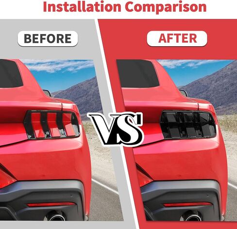 Jimen Fit for Ford Mustang 2024-2025, 1 Pair Smoked Taillight Tint Rear Light Bezel Cover Trim in Saudi Arabia