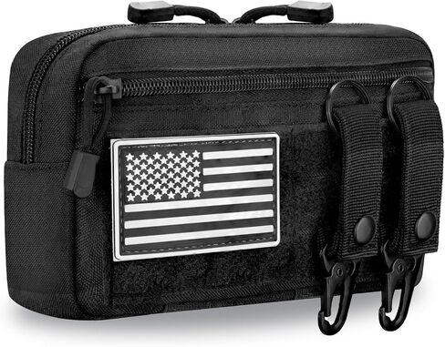 Tactical Molle Admin Pouch with 2 Keychains & US Flag Patch - Laser Cut EDC Modular Pouch for Outdoor, Survival, Daily Carry in Saudi Arabia