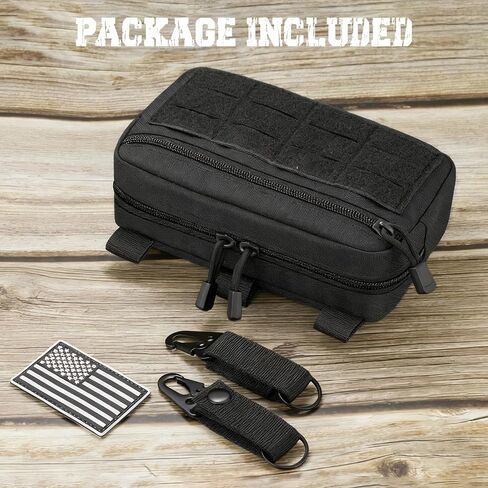 Tactical Molle Admin Pouch with 2 Keychains & US Flag Patch - Laser Cut EDC Modular Pouch for Outdoor, Survival, Daily Carry in Saudi Arabia