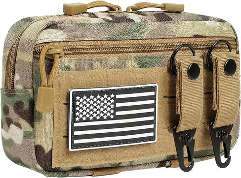 حقيبة مسؤول Molle التكتيكية مع سلاسل مفتاحين و US Flag Patch - حقيبة معدنية للليزر EDC للبقاء في الهواء الطلق ، والبقاء على قيد الحياة ، وحمل يوميًا in Kuwait