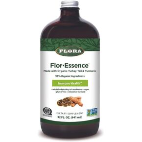 Flora Health Flor-Essence with Turkey Tail & Turmeric, Rich in Polysaccharides, 35+ Phenolic Compounds with Antioxidants and Immunity Support, 17-fl. oz. Glass Bottle in Kuwait