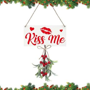 9.45 x 4.72 Inches Christmas Mistletoe Decor You Know What to Do Christmas Hanging Mistletoe Decor Artificial Mistletoe Ornament Christmas Tree Accessories Fake Mistletoe Decoration for Tree in Kuwait