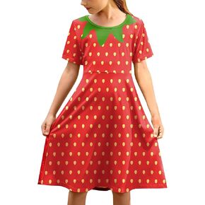 BesserBay Girls Halloween Short Sleeve Printed Crewneck Midi Dress 4-14 Years in Kuwait