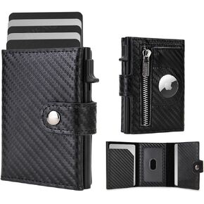 AirTag Wallet for Men: Pop Up Bank Credit Card Holder,Secure Holder for Apple Air Tag, RFID Blocking, Slim, Minimalist, Smart, 10 Cards Capacitiy | ID Window | Cash Slot | Coin Pocket (Carbon) in Saudi Arabia