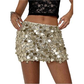 تنانير قصيرة للسيدات من Floerns للحفلات والترتر اللامع، تنانير منخفضة الارتفاع للنوادي الليلية in Kuwait