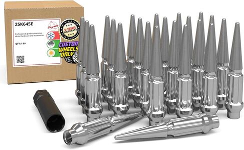 Wheel Accessories Parts 24 Pcs M12x1.5 12x1.5 Thread ET Spline Spike 4.75" Long Chrome 7/8" & 13/16" Hex Fits ｜ Toyota Tundra Tacoma 4Runner in Saudi Arabia