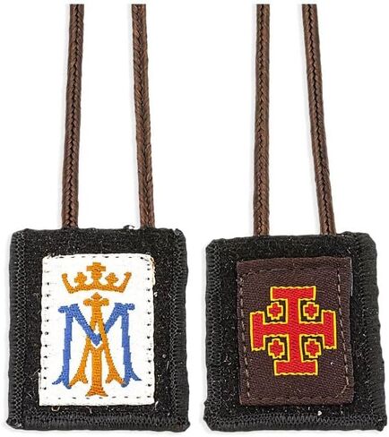 VILLAGE GIFT IMPORTERS Ave Maria and Jerusalem Cross Genuine Brown Wool Scapular in Saudi Arabia