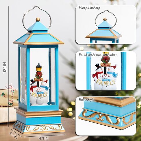 فانوس كرة ثلجية لعيد الميلاد مقاس 12 بوصة مع سانتا كلوز ورنة - فانوس إضاءة LED لامع يحوم الماء مع موسيقى - هدايا عيد الميلاد العتيقة - قابس USB أو ديكور منزلي يعمل بالبطارية (سانتا كلوز) in Kuwait