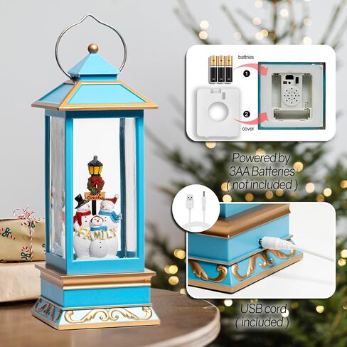 فانوس كرة ثلجية لعيد الميلاد مقاس 12 بوصة مع سانتا كلوز ورنة - فانوس إضاءة LED لامع يحوم الماء مع موسيقى - هدايا عيد الميلاد العتيقة - قابس USB أو ديكور منزلي يعمل بالبطارية (سانتا كلوز) in Kuwait