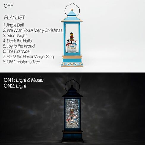 فانوس كرة ثلجية لعيد الميلاد مقاس 12 بوصة مع سانتا كلوز ورنة - فانوس إضاءة LED لامع يحوم الماء مع موسيقى - هدايا عيد الميلاد العتيقة - قابس USB أو ديكور منزلي يعمل بالبطارية (سانتا كلوز) in Kuwait