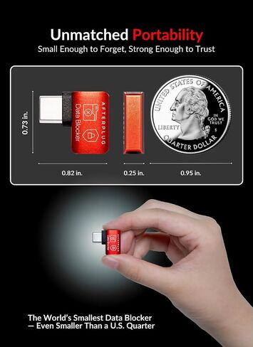 Afterplug USB-C إلى C Data Blocker (عبوتان) | مكافحة القرصنة والعصير | محول USB-C صغير ذكر إلى أنثى مع تصميم ملائم للحافظة وقابل للشحن فقط (يدعم ما يصل إلى 240 وات من شحن PD) in Kuwait