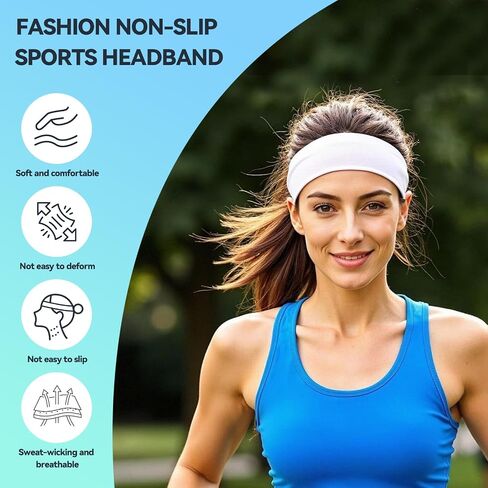 14 PCS Headbands for Women, Soft Elastic Hairbands, Fashion Non-Slip Cotton Sweat-Absorbent Sports Head Bands for Daily Workout, Running, Yoga, Makeup in Saudi Arabia