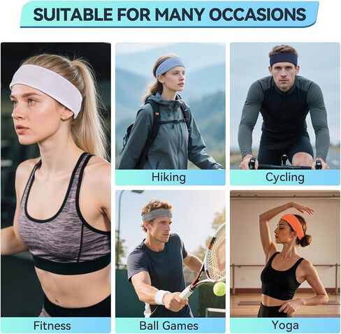 14 PCS Headbands for Women, Soft Elastic Hairbands, Fashion Non-Slip Cotton Sweat-Absorbent Sports Head Bands for Daily Workout, Running, Yoga, Makeup in Saudi Arabia