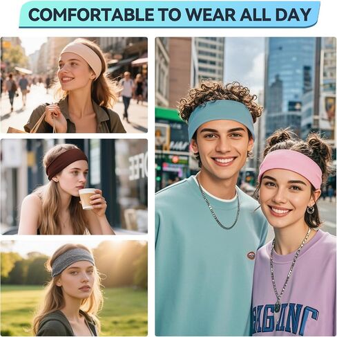 14 PCS Headbands for Women, Soft Elastic Hairbands, Fashion Non-Slip Cotton Sweat-Absorbent Sports Head Bands for Daily Workout, Running, Yoga, Makeup in Saudi Arabia