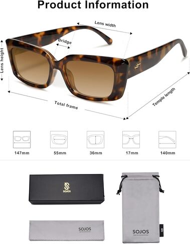 نظارات شمسية مستطيلة عصرية من SOJOS للسيدات ذات ظلال صغيرة بتصميم عتيق من Sunies Gafas de وحيد إطار زاوية زاوي مكتنز SJ2238 in Kuwait