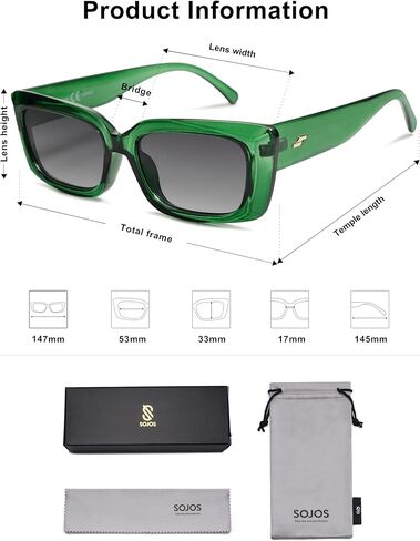 نظارات شمسية مستطيلة عصرية من SOJOS للسيدات ذات ظلال صغيرة بتصميم عتيق من Sunies Gafas de وحيد إطار زاوية زاوي مكتنز SJ2238 in Kuwait
