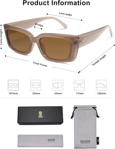 SOJOS Trendy Rectangular Sunglasses Womens Retro Small Shades Sunnies Gafas de sole Chunky Angular Cornor Frame SJ2238 in Saudi Arabia
