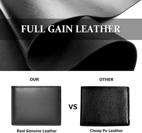 Genuine Leather Mens Wallet, Bifold Wallet for Men, Mens Wallets with ID Window, 11 Credit Card Slots (Black) in Saudi Arabia