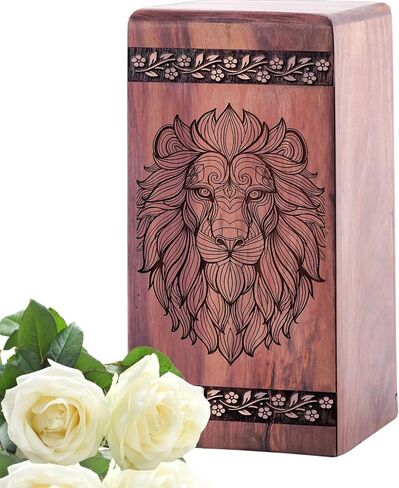 Lion Cremation Boxes for Human Ashes - Decorative Large Urns for Home - Wooden Urn Ashes Women Adult Urns Human Women 10 Inch in Saudi Arabia