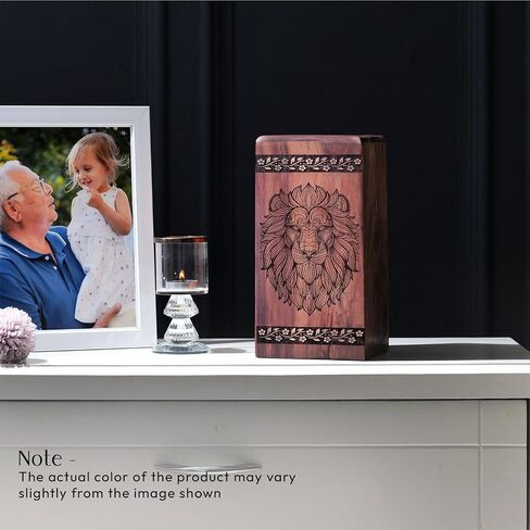 Lion Cremation Boxes for Human Ashes - Decorative Large Urns for Home - Wooden Urn Ashes Women Adult Urns Human Women 10 Inch in Saudi Arabia