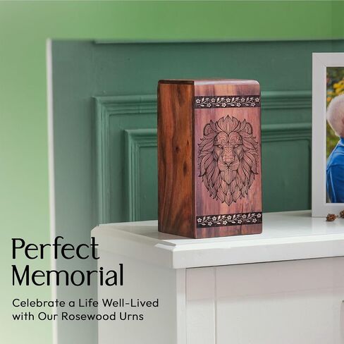 Lion Cremation Boxes for Human Ashes - Decorative Large Urns for Home - Wooden Urn Ashes Women Adult Urns Human Women 10 Inch in Saudi Arabia